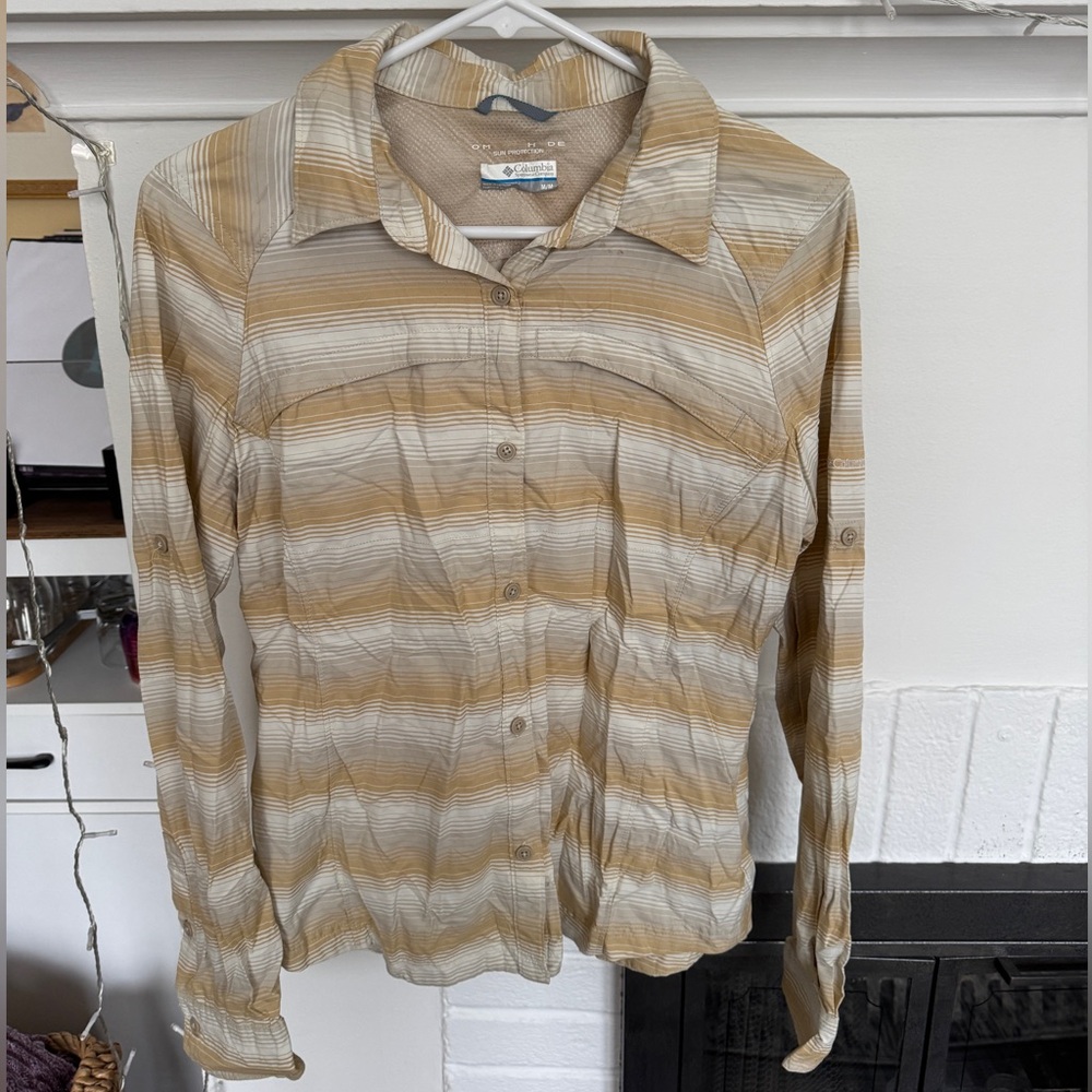 Columbia OmniShade Sun Protection Striped Button-Up Shirt